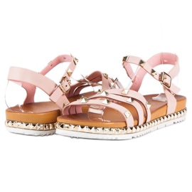 Anesia Paris Sandalias planas de roca rosado 2
