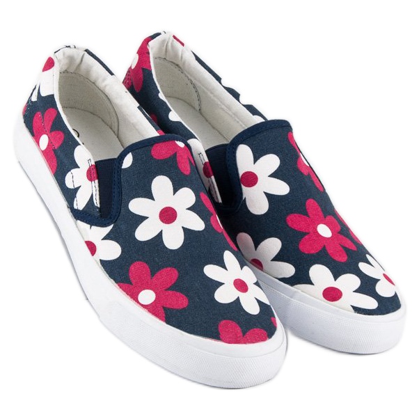 McKey Zapatillas sin cordones con flores azul 2 McKey Zapatillas sin cordones con flores azul 2