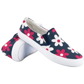 McKey Zapatillas sin cordones con flores azul 1 McKey Zapatillas sin cordones con flores azul 1