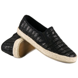 McKey Alpargatas a rayas de moda negro 3