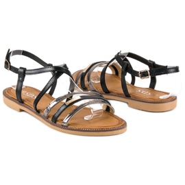 SDS Sandalias planas elegantes negro 3