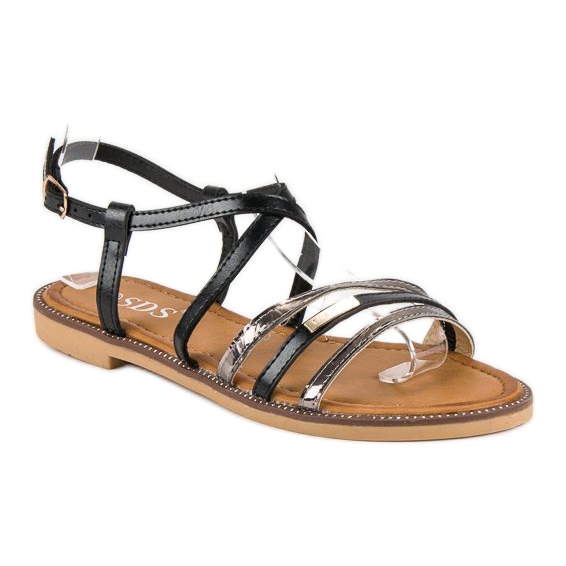 SDS Sandalias planas elegantes negro 1