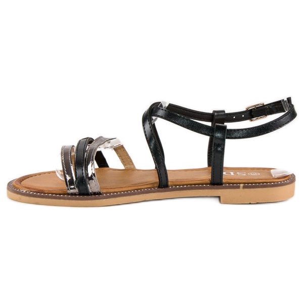 SDS Sandalias planas elegantes negro 2