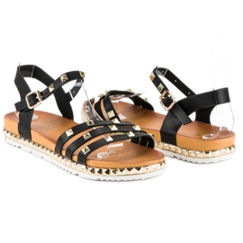 Anesia Paris Sandalias planas de roca negro 1