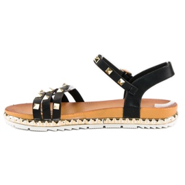 Anesia Paris Sandalias planas de roca negro 3
