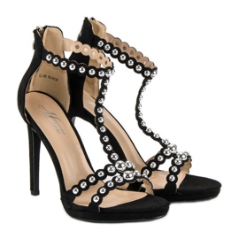 Elegantes sandalias negras negro 6