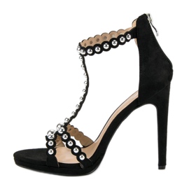 Elegantes sandalias negras negro 4