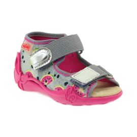 Pantuflas, Sandalias velcro, Befado 242p080 gris rosado 1