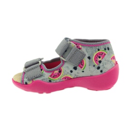 Pantuflas, Sandalias velcro, Befado 242p080 gris rosa 2