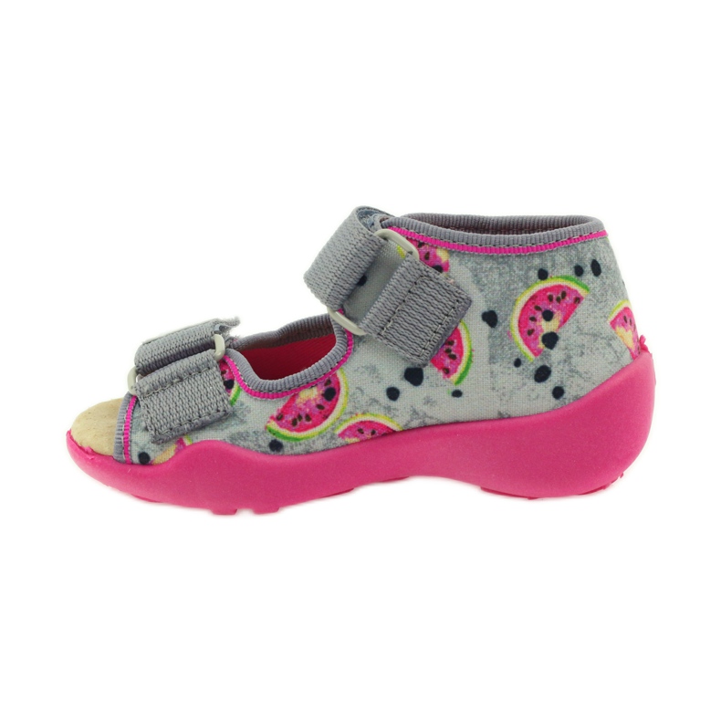 Pantuflas, Sandalias velcro, Befado 242p080 gris rosa 2