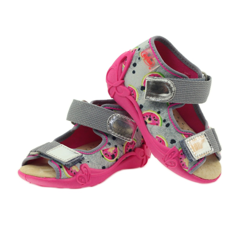 Pantuflas, Sandalias velcro, Befado 242p080 gris rosa 3