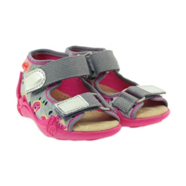 Pantuflas, Sandalias velcro, Befado 242p080 gris rosa 4