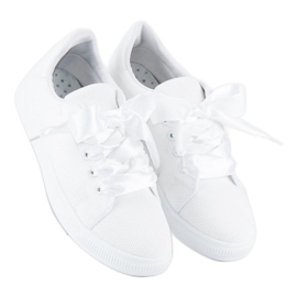Deportivas de tejido con cordones blanco 1 Deportivas de tejido con cordones blanco 1