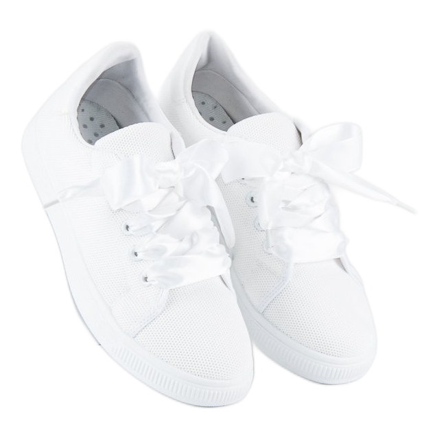 Deportivas de tejido con cordones blanco 1