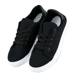 Deportivas de tejido con cordones negro 4