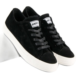 Andy Z Zapatillas de ante con cordones negro 2