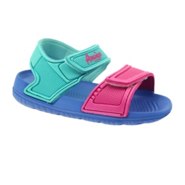 Sandalias de niño American Club azules para el agua verde rosado 1