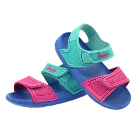 Sandalias de niño American Club azules para el agua verde rosado 3