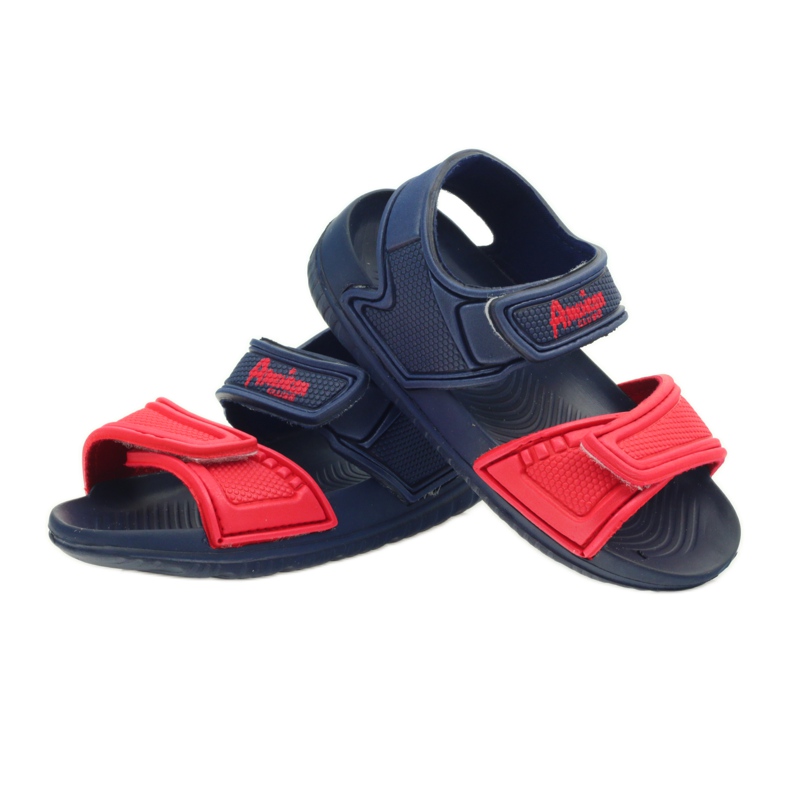 American Club Sandalias americanas zapatos de agua para niños rojo azul marino 3