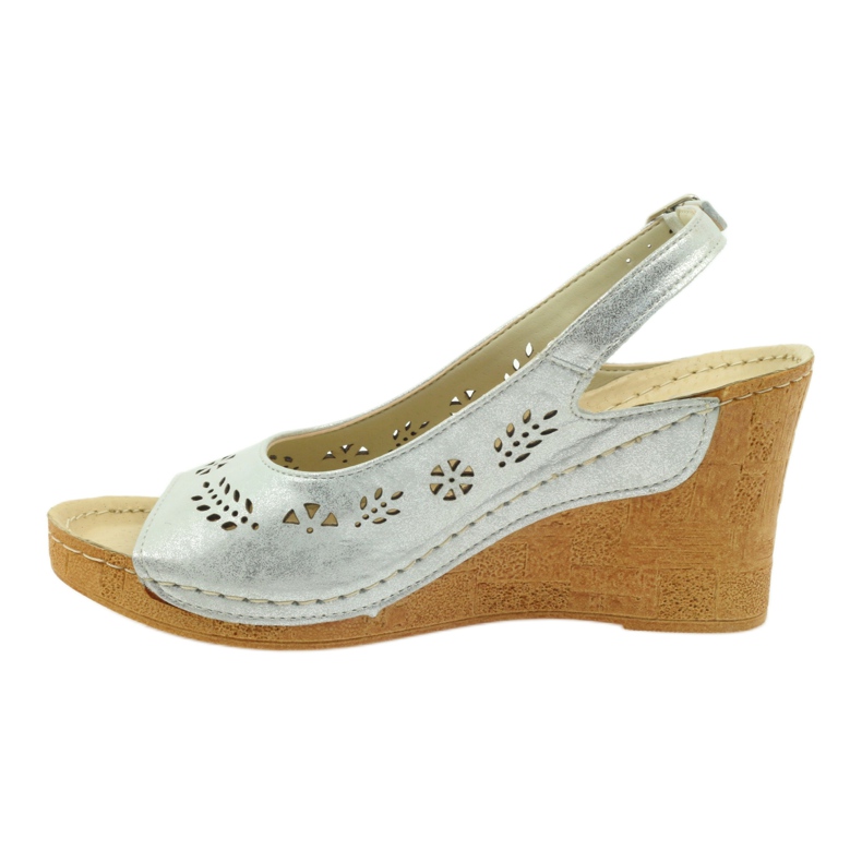 Gregors Sandalias de cuero metálico para mujeres para cuñas de plata 709 2