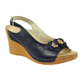 Sandalias de cuña Gregors 648 azul marino 1