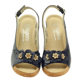 Sandalias de cuña Gregors 648 azul marino 4