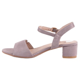 Ideal Shoes Sandalias ante tacón bajo violeta 4