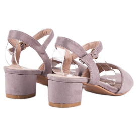 Ideal Shoes Sandalias ante tacón bajo violeta 5