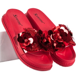 Seastar Pantuflas rojas de mujer rojo 3