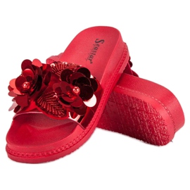 Seastar Pantuflas rojas de mujer rojo 2