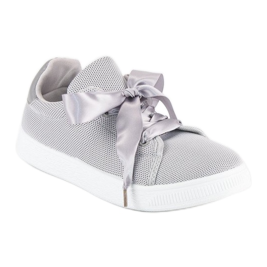 Deportivas de tejido con cordones gris 1