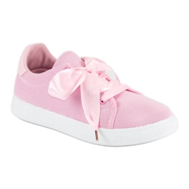 Deportivas de tejido con cordones rosado 1