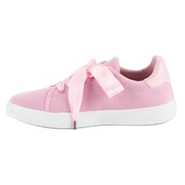 Deportivas de tejido con cordones rosado 2