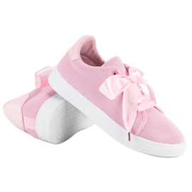 Deportivas de tejido con cordones rosado 3
