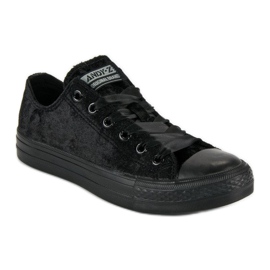 Andy Z Zapatillas negras de terciopelo negro 1