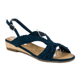 Corina Sandalias textil azul marino 1