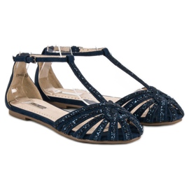 Corina Sandalias marino con purpurina azul 4