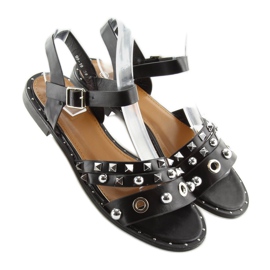Sandalias negras con suela plana 99-19 negro 4
