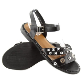 Sandalias negras con suela plana 99-19 negro 1 Sandalias negras con suela plana 99-19 negro 1