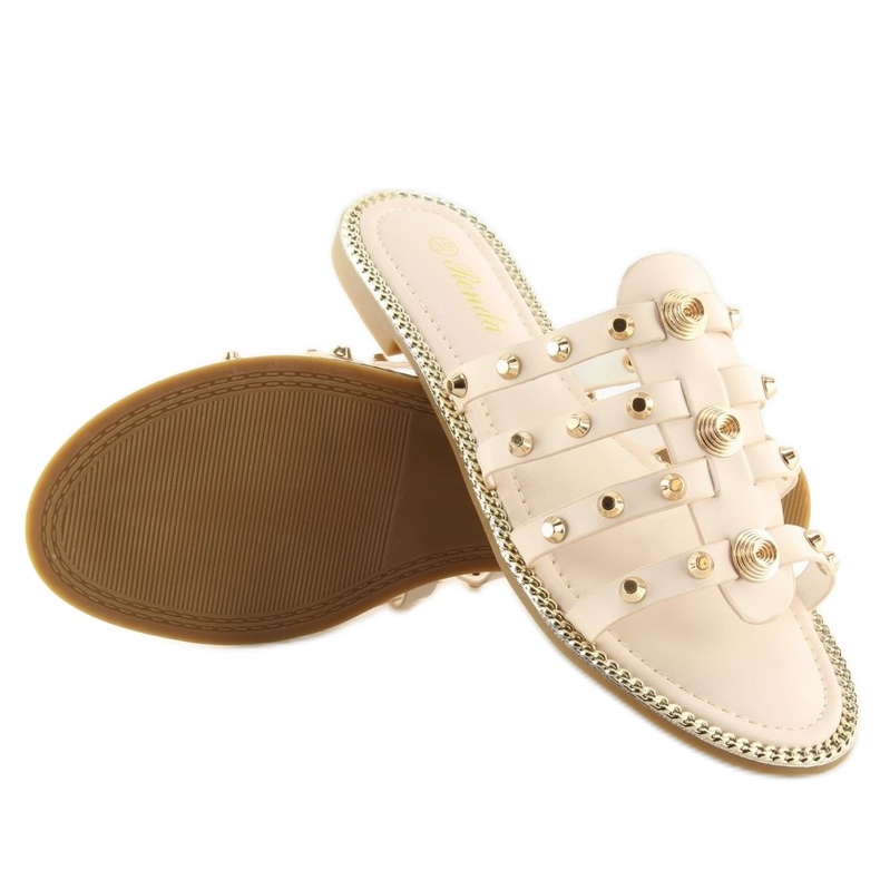 Babuchas beige con tachuelas 99-41 Beige 1