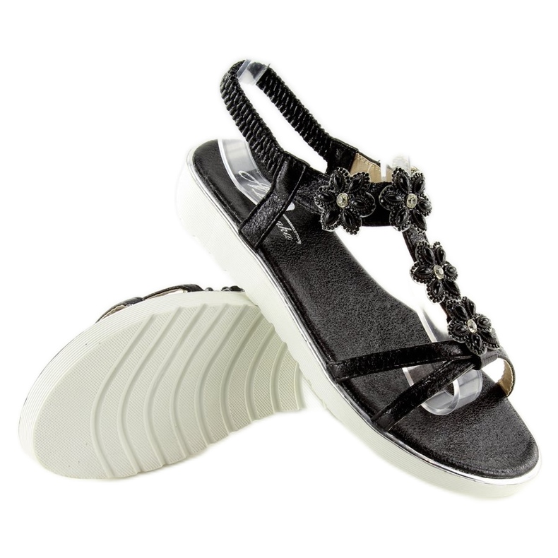 Sandalias cómodas con flores negro 127-58 Negro 2 Sandalias cómodas con flores negro 127-58 Negro 2