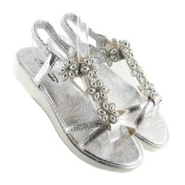 Sandalias cómodas con flores, plata 127-58 Plata gris 1 Sandalias cómodas con flores, plata 127-58 Plata gris 1
