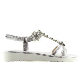 Sandalias cómodas con flores, plata 127-58 Plata gris 5