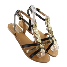 Sandalias para mujer oro brillo negro 758 negro 4