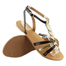 Sandalias para mujer oro brillo negro 758 negro 1