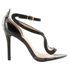 Sandalias negras en un tacón alto 1443 negro 2