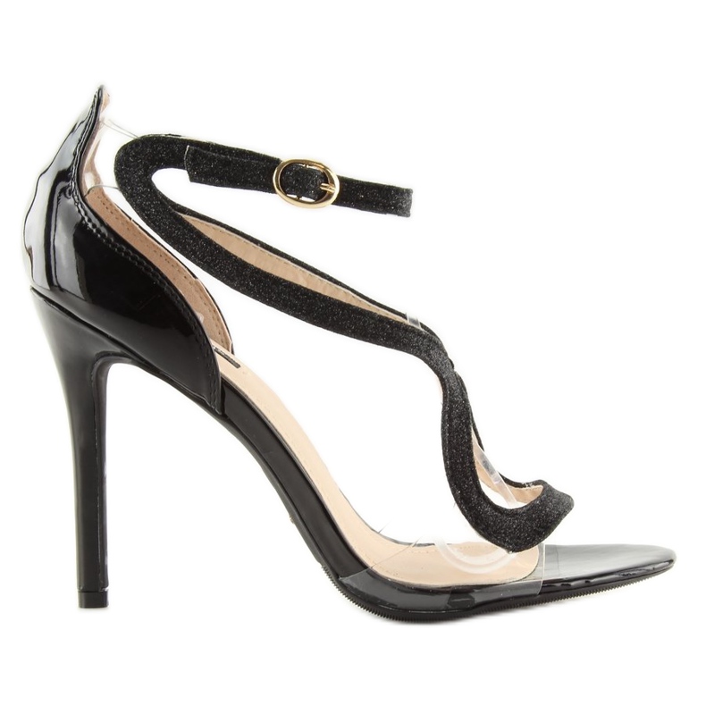 Sandalias negras en un tacón alto 1443 negro 2