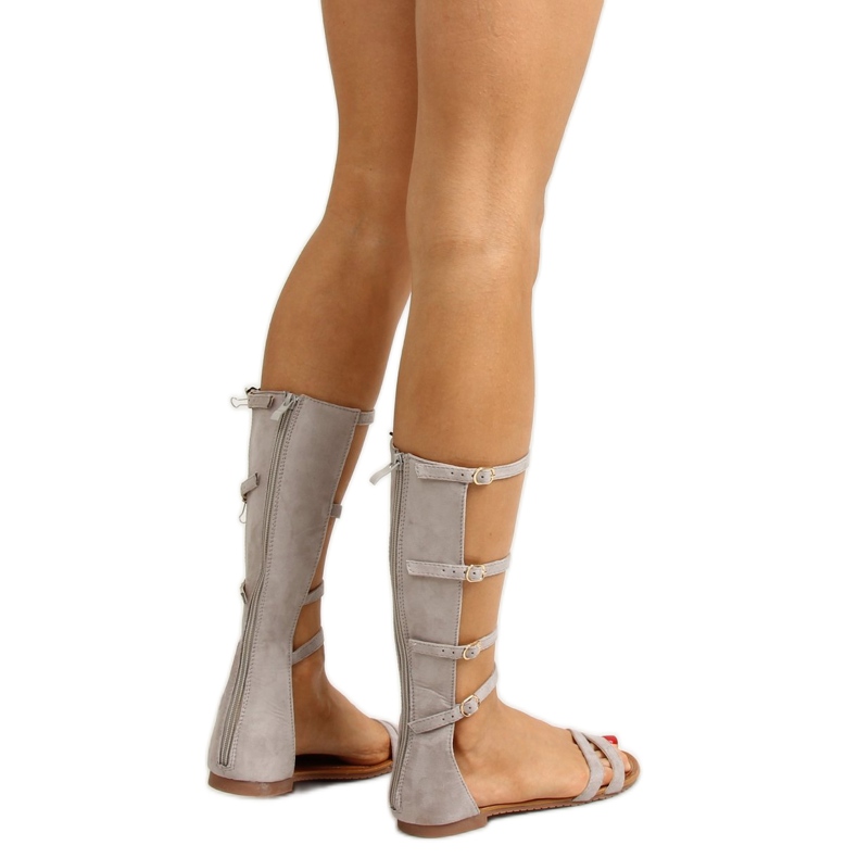 Romanes de gladiador con delicadas rayas Jh gris 2