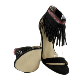 Sandalias estampado étnico con flecos GD-16-5247 Negro 1