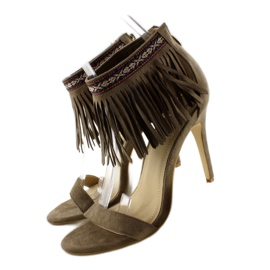 Sandalias con flecos, estampado étnico GD-16-52 marrón 3